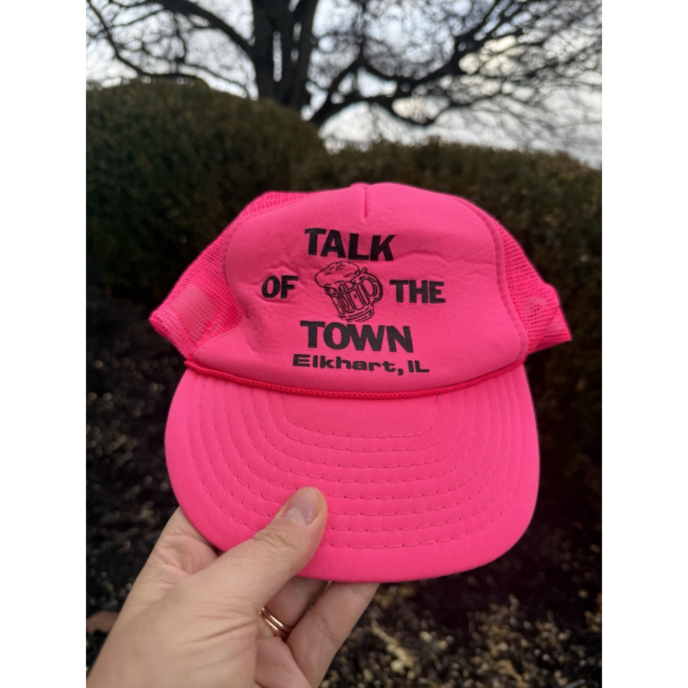 Vintage 80/90s Talk Of The Town, Elkhart IL, Hot Pink Trucker Hat One Size